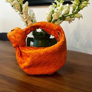 Small Orange Woven Handbag